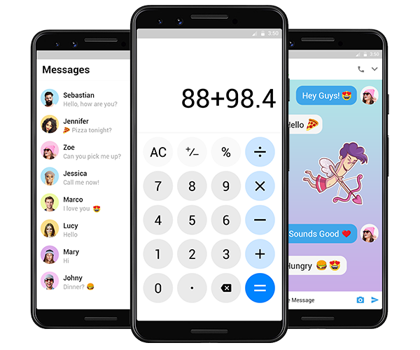 Hide your private chats with Messenger Calculator text messaging app. Top Private Messaging app for Android phones on Google Play for free.